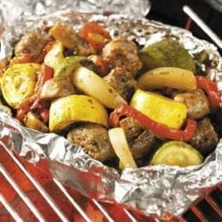 Grilled Smoke Country Sausage and Vegetables